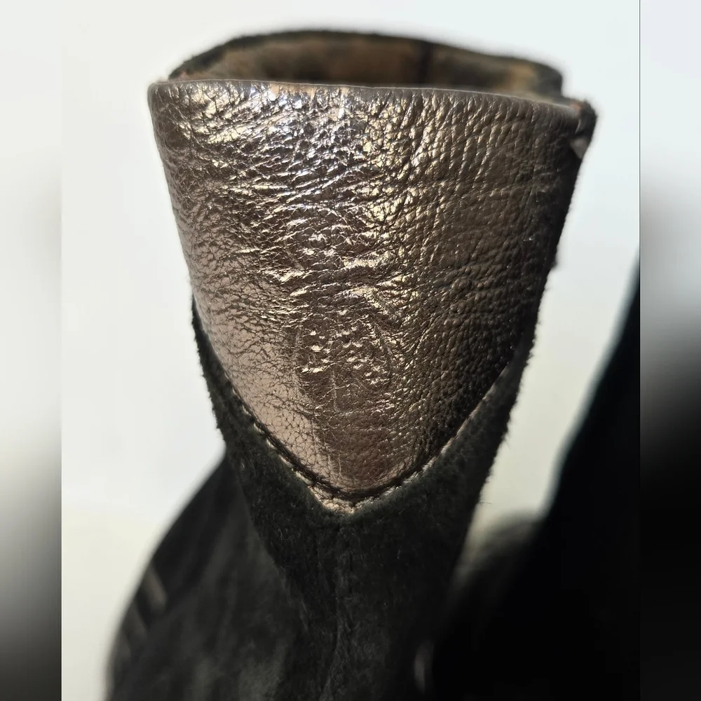 Fly London Yave Black Suede Leather Wedge Chelsea Ankle Boots